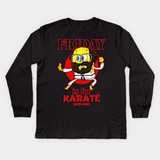 Funny Friday Karate 80's Tv Series Cartoon Character Quote Meme Kids Long Sleeve T-Shirt